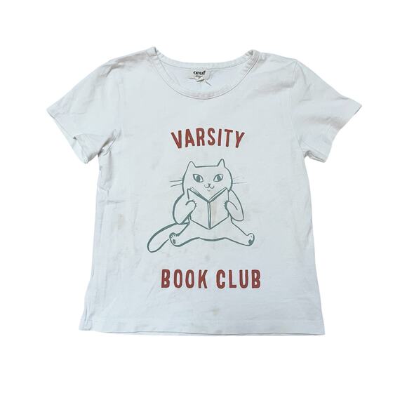 Oeuf Varsity Book Club Cat Tee Size 2T - Picture 1 of 7